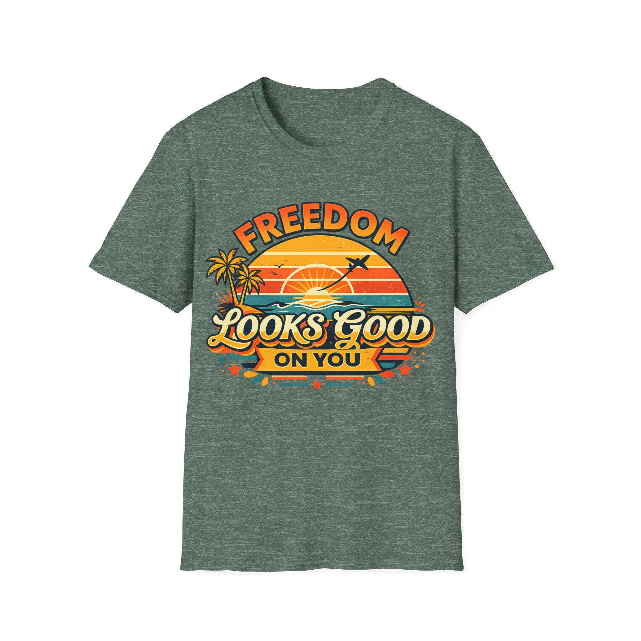 Freedom Looks Good On You Shirt – Retro Sunset Travel T-Shirt