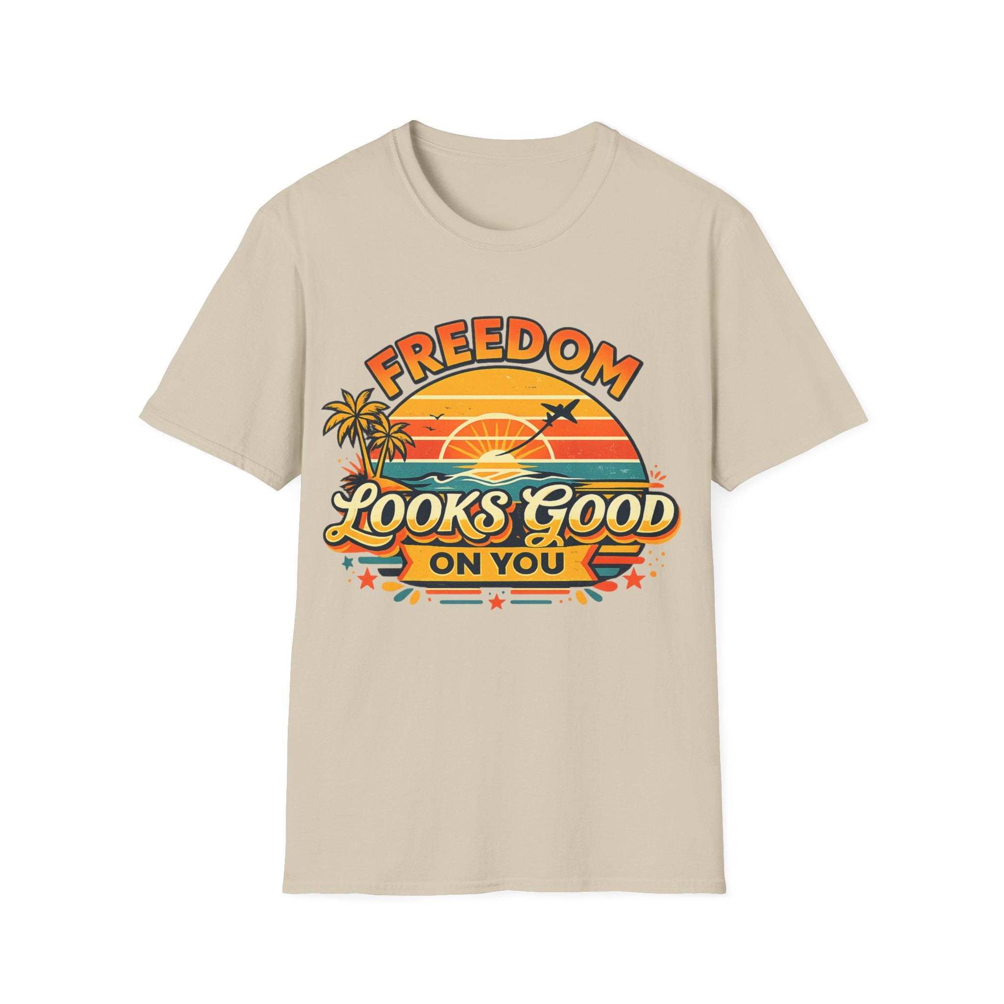 Freedom Looks Good On You Shirt – Retro Sunset Travel T-Shirt