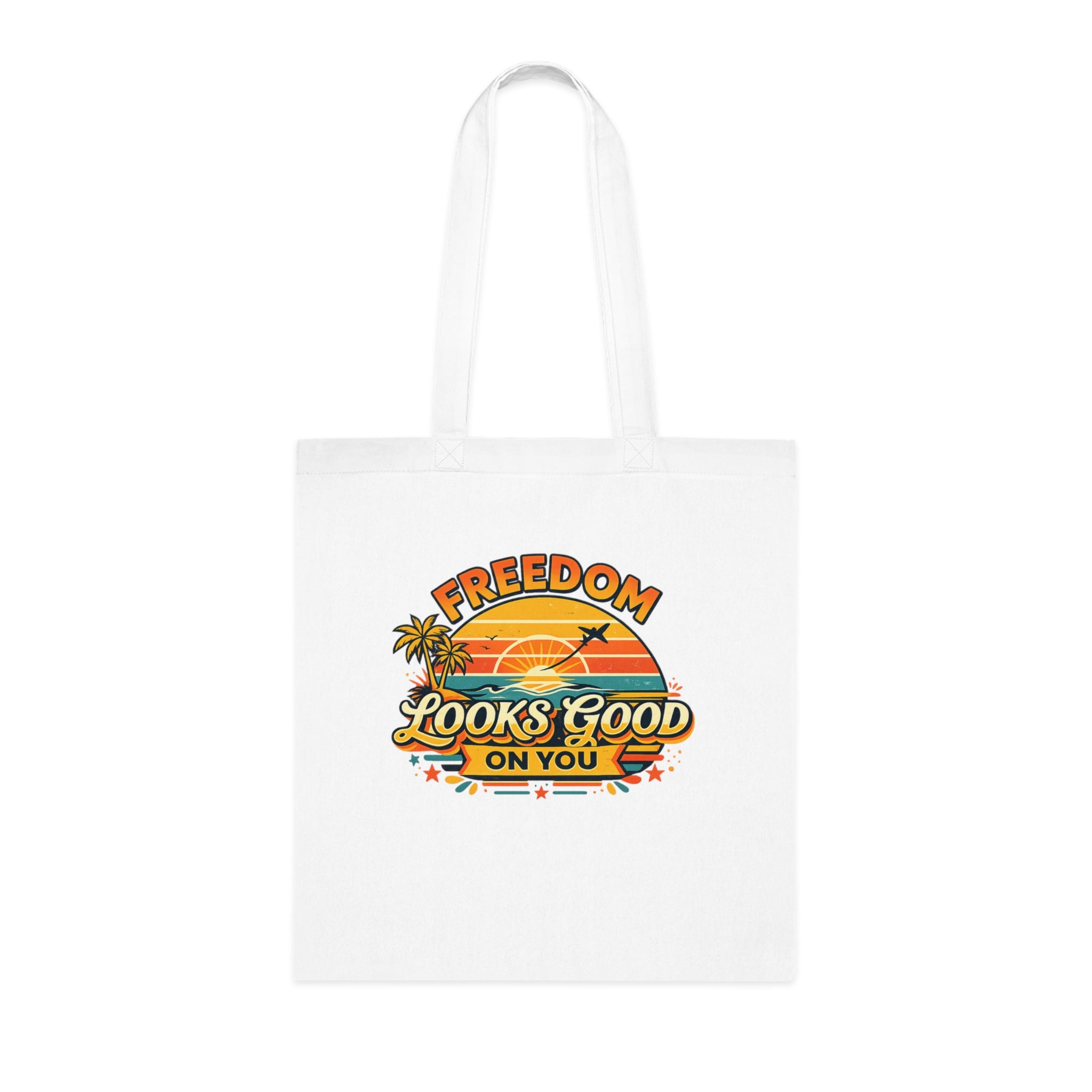 Freedom Looks Good On You Tote Bag – Retro Travel Canvas Tote