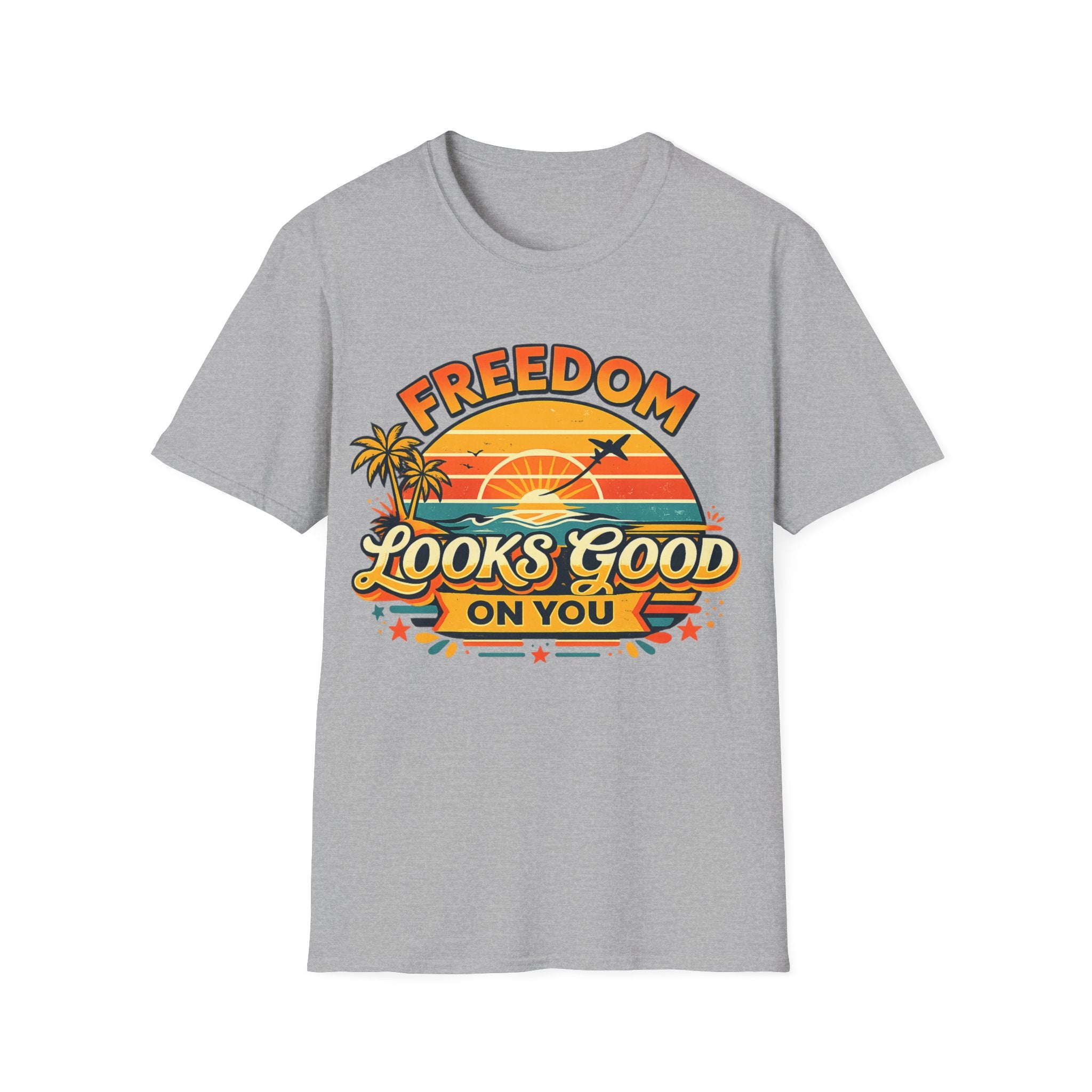 Freedom Looks Good On You Shirt – Retro Sunset Travel T-Shirt