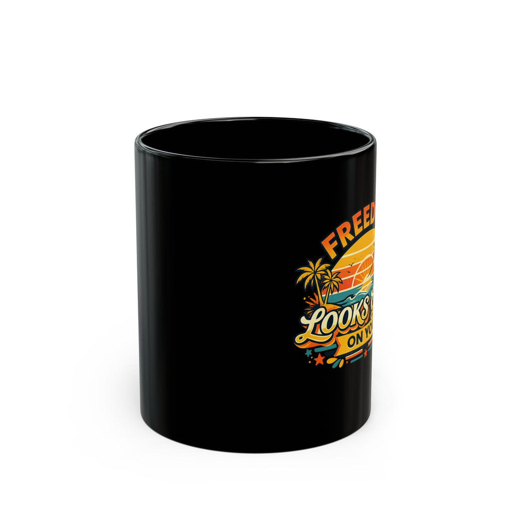 Freedom Looks Good On You Mug – Black Retro Travel Design