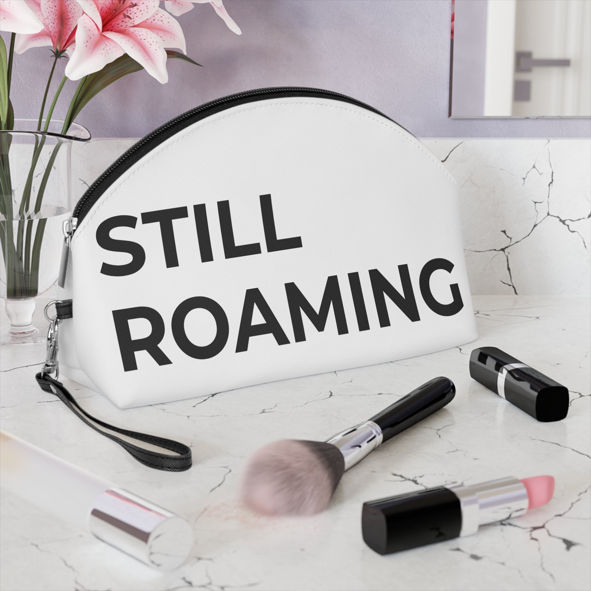 Compact travel makeup bag for slow travel and everyday use
